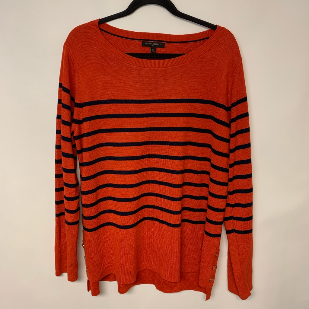 Banana Republic Sweater Striped Classic Nautical Coastal Causal Women’s Sz Xl